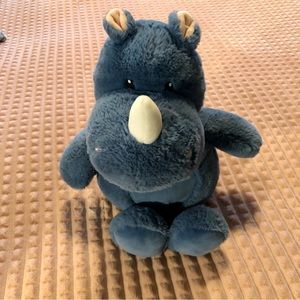 Blue Plush Super Soft and Squishy Stuffed Rhino Rhinoceros Zoo Safari Animal 17”